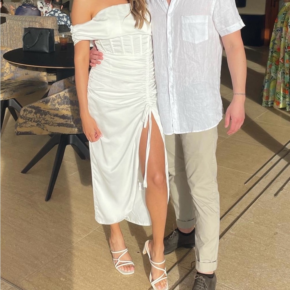 Showpo White Off-Shoulder High Low Dress